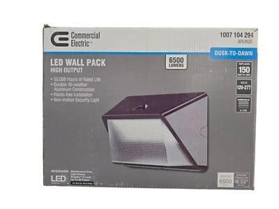 Commercial Electric 175W Equivalent LED Bronze Dusk to Dawn Wall Pack Light NEW