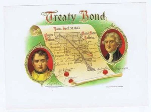 Treaty Bond, original inner cigar label, 1803 purchase of louisiana, france - Picture 1 of 1