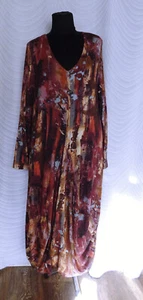 SAHARA  Multicolor Viscose  Lagenlook Balloon Boho Maxi Dress Sz L Paint Design - Picture 1 of 11