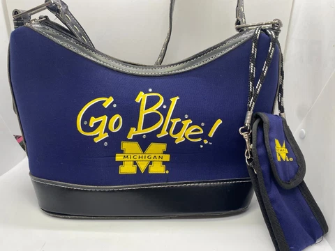 NCAA Michigan Wolverines Vintage 90s Go Blue Purse w/Cell Phone Pouch Cover