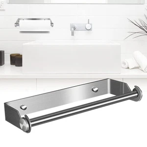 Kitchen Roll Paper Towel Holder Wall-Mounted Stainless Steel Bathroom Towel Rack - Picture 1 of 10