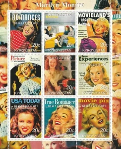 Marilyn Monroe s/s 9 stamps; vintage magazine covers; Kyrgyzstan 2000; MNH - Picture 1 of 1