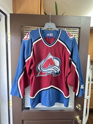 Auténtica camiseta de hockey STARTER Colorado Avalanche cosida vintage de la NHL de colección años 90’s Foto 1 de 4