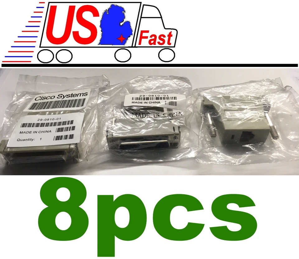 8pcs Cisco Systems Terminal Serial Adapter DB-25-pin Female to RJ-45 8pin Female - Image 1 of 1