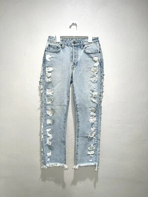 Pantalones de mezclilla cortos de pierna recta triturados laterales tiro alto Carmar Emelia para mujer talla 25 Foto 1 de 4