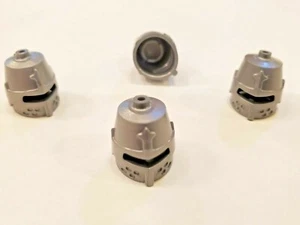 4x- Lego flache silberne Minifigur, Kopfbedeckung Helm Burg geschlossen mit Augenschlitz 89520 - Bild 1 von 1