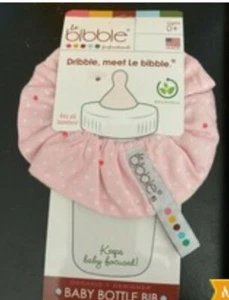 Le Bibble Baby Bottle Bib Pink Polka Dot - Picture 1 of 3