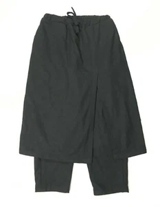 Merlot Ikyu Solid Black Flannel Skirt Drawstring Pants Winter Japan S/M - Picture 1 of 12