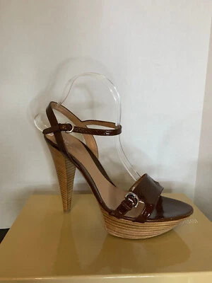 SERGIO ROSSI PELLE FOCUS MOON PLATFORM SANDALS BROWN SIZE 41 - Image 1 of 4