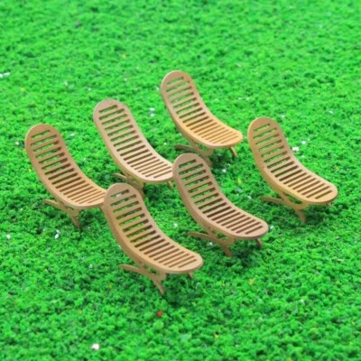 6pcs Model Railway Layout G Scale 1:32 Sun Loungers Beach Chairs Settee ZY24032 - Image 1 of 3