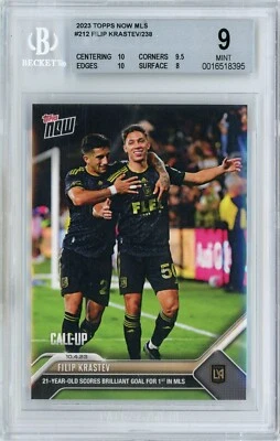 2023 TOPPS NOW MLS #212 - FILIP KRASTEV CALL-UP RC! - BGS 9 w/ 2 10s! - PR 238 - Image 1 of 2