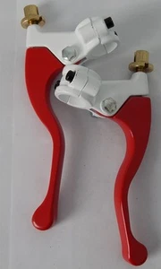Dirt Bike Lever Set  Honda GP short White/Red Alloy (Non Hydralic)  7/8"  - Picture 1 of 1