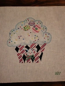 Sweet Bunny Easter Cupcake Needlepoint Canvas - Picture 1 of 3