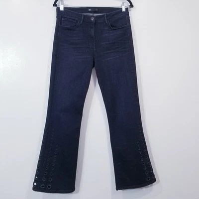 Pantalones de mezclilla 3x1 NYC para mujer talla 29 ojales intermedios negros pierna acampanada hechos en EE. UU. Foto 1 de 4