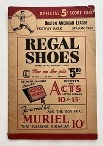 Vintage 1940 FENWAY PARK Official Score Card Program Red Sox vs Detroit DiMaggio - Picture 1 of 9