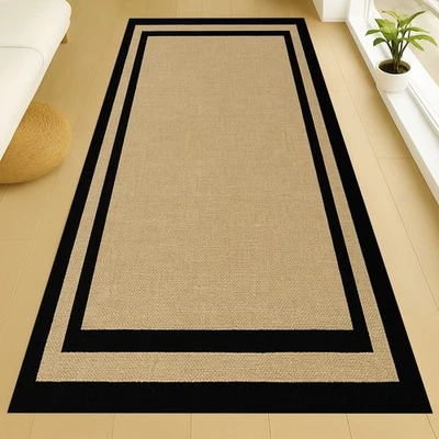 Alfombra Runner Negra Beige, Alfombra de Pasillo Negra Beige, Alfombra de Piso Negro Beige, Alfombra Beige Foto 1 de 4