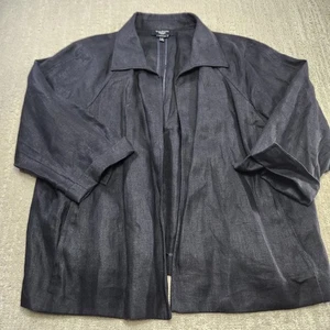 Talbots open Blazer pure Irish linen lagenlook black Women 2X - Picture 1 of 8