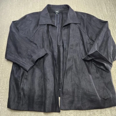 Talbots open Blazer pure Irish linen lagenlook black Women 2X - Image 1 of 4