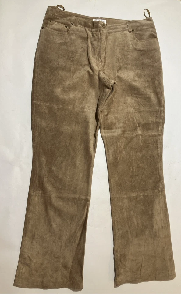 Isaac Mizrahi Mujer 16 (35x32) Marrón Cuero Genuino Pierna Recta Gamuza De Colección Y2K Foto 1 de 4