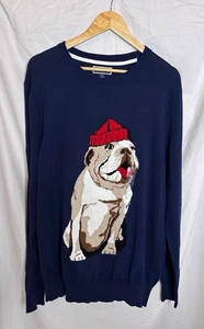 Club Room Herren Baumwoll Pullover Bulldogge Bild Gr.XL dunkelblau so süß - Bild 1 von 8