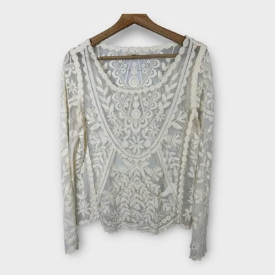 Top de festival boho transparente crochet de encaje bordado talla mediana Rewind para mujer  Foto 1 de 4