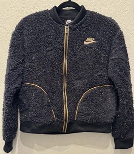 Nike Kids Black & Gold Full Zip Sherpa Jacket W/ Pockets XL GREAT CONDITION - Picture 1 of 6