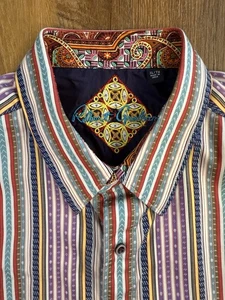 Robert Graham Button Up Hemd Herren XL bunte Streifen Flip Manschette Schere/Kamm - Bild 1 von 11