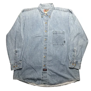 Camisa vaquera vintage Dickies para hombre XL abotonada azul lavado medio ropa de trabajo usada en excelente estado - Imagen 1 de 8