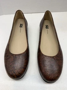 SAS Scenic Ballet Flat Cowboy Floral Women's 11.5 Narrow Brown Leather Shoes - Picture 1 of 6