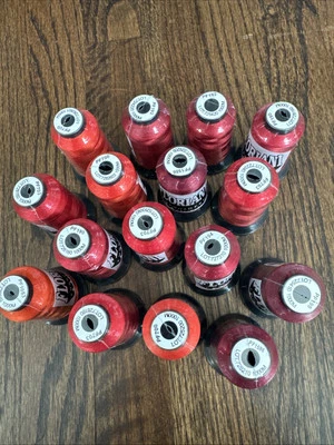 Lot of 16 Sealed FLORIANI Embroidery Thread Spools 1000m each. Variety Of Red - Image 1 of 4