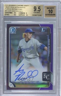 2015 Bowman Draft Chrome Pick Purple Refractor /250 Ashe Russell BGS 9.5 Auto - Image 1 of 2