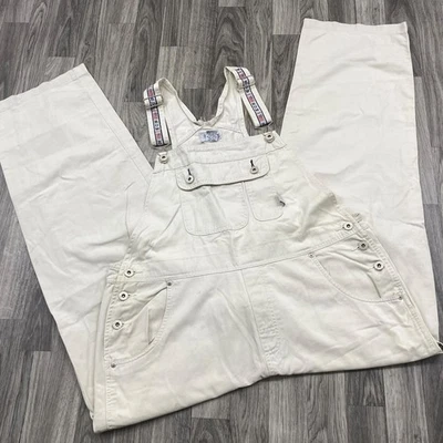 Mono con tirantes de mezclilla blanco pierna recta vintage B.U.M EQUIPMENT unisex talla XL Foto 1 de 4