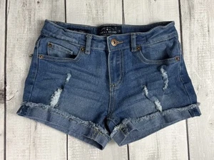 Lucky Brand Short Girl’s Blue Jean Shorts Size 10 Distressed Stretchy 0228 - Picture 1 of 4