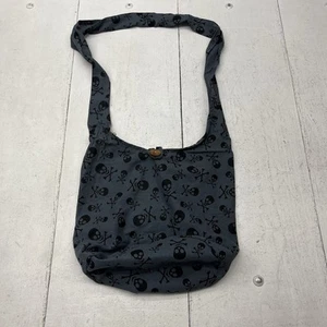 Dark Gray & Black Skull Print Hobo Sling Crossbody Bag NEW - Picture 1 of 7