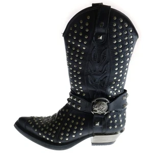 NUEVO ROCK Tachonado Western Tostado BOTAS Zapatos de Cuero Negro Usado 6ccbfce0d2e33bbeb5d6 - Imagen 1 de 7