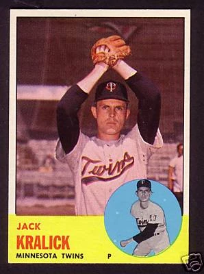 1963 TOPPS JACK KRALICK  CARD  NO 448 NEAR MINT CONDITION - Image 1 of 1