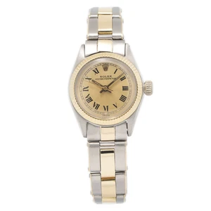 Rolex Oyster Perpetual 6411 18k YG Two Tone Auto Champagne Dial Ladies 25mm - Picture 1 of 6