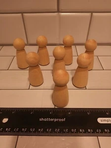 Unfinished Wooden Peg Dolls set of 8 Wood Figures to Finish as you like! FS - Picture 1 of 7