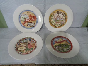 (4) Restoration Hardware - Classic Cheese Themed Appetizer / Wine Plates - 7.5"  - Picture 1 of 4