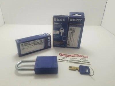 Brady SafeKey Lockout/Tagout Nylon Padlock Steel Shackle 1.5" - Blue (3 Pack) - Image 1 of 4