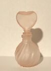 Vintage Pink Frosted Glass Perfume Bottle Heart Stopper Twisted Base-6" tall