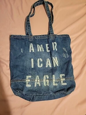 American Eagle сумка джинсовой ткани Jean сумка с короткими ручками сумочка пляж сумка логотип искусственно состаренный AE - Изображение 1 из 4