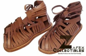 Medieval Roman Caligae Sandal, 300 Spartan King Leonidas Sandals Caligae Brown - Picture 1 of 3