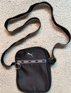 Puma Crossbody Mini Series Canvas Bag Adjustable Strap 5 x 8 Zip Pockets Black - Picture 1 of 11