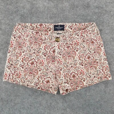 Pantalones Cortos American Eagle Para Mujer 2 Elastizados Chino Frente Plano Rosa Paisley Foto 1 de 4