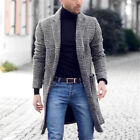 Men's Woolen Trench Coat French Business Overcoat Double Breasted Long Top Coat