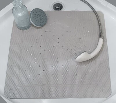 Calypso Platin Hellgrau Duscheinlage 55x55cm. DÜNN 100% PVC - geschäumt.  - Bild 1 von 4