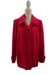 Centigrade Red Wool Blend Trench Jacket Women’s XL Classic - Picture 1 of 6