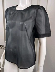 A.n.d. eawy Blach Kurzarm transparentes Oberteil Bluse Gr. M Neu ohne Etikett - Bild 1 von 7