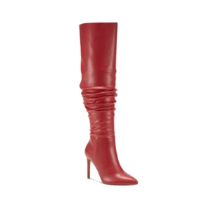 INC Iyonna Over Knee Thigh High Slouch Boots 7M Red Stiletto Memory Foam Classy - Picture 1 of 3